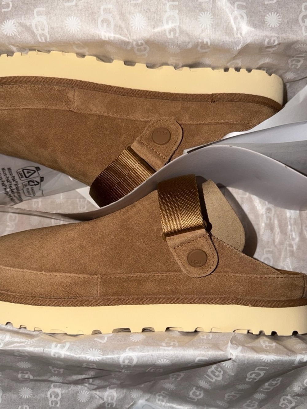 UGG women's Chestnut Suede Slide with Cream Sole
